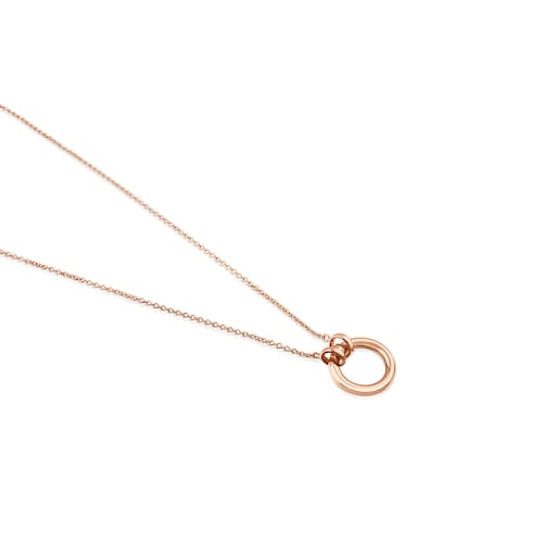Collar con baño de oro rosa 18 kt sobre plata y anilla de 16mm Hold