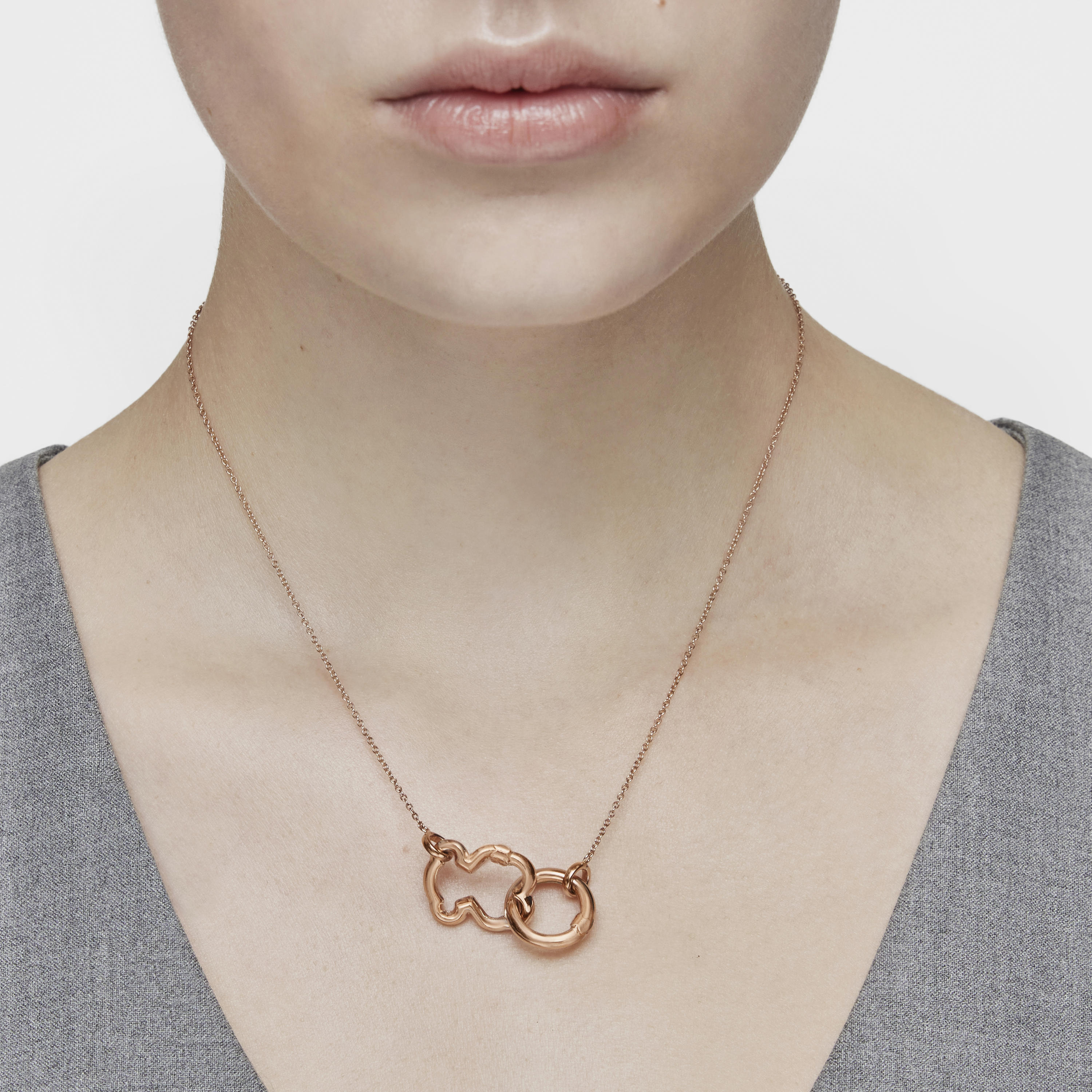Rose 18K gold vermeil TOUS Hold Necklace 1,6cm.