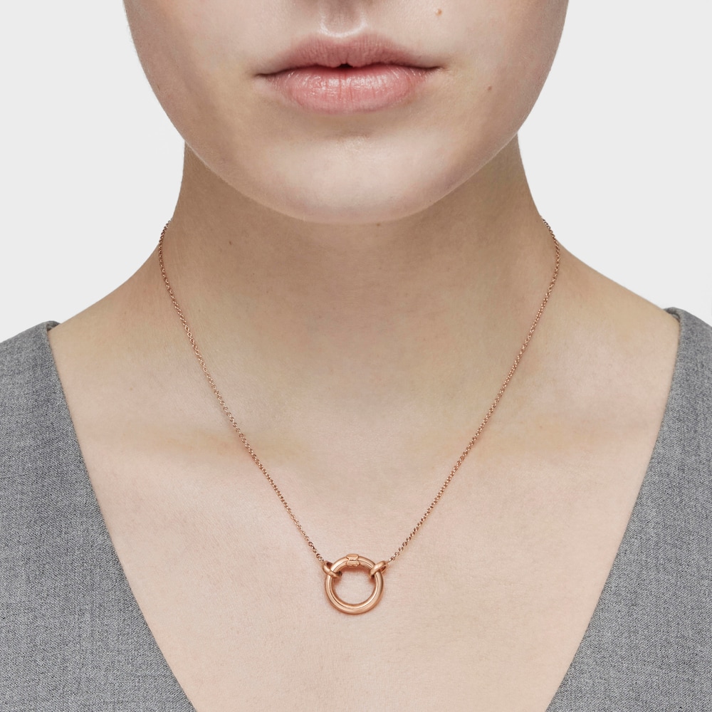 Collar con ba&ntilde;o de oro rosa 18 kt sobre plata y anilla de 16mm Hold