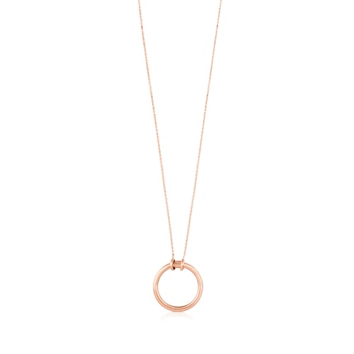 Collar con baño de oro rosa 18 kt sobre plata y anilla de 28mm Hold