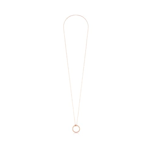 Collar con baño de oro rosa 18 kt sobre plata y anilla de 28mm Hold