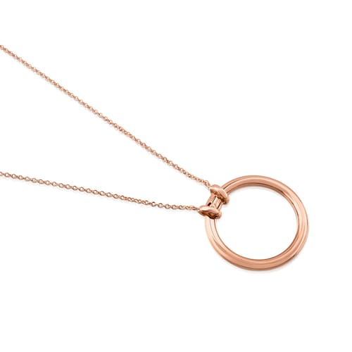 Collar con baño de oro rosa 18 kt sobre plata y anilla de 28mm Hold