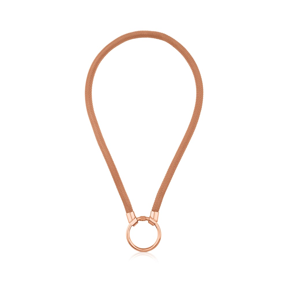 Collar con baño de oro rosa 18 kt sobre plata y acero IP rosa con anilla de 28mm Hold Collar con baño de oro rosa 18 kt sobre plata y acero IP rosa con anilla de 28mm Hold