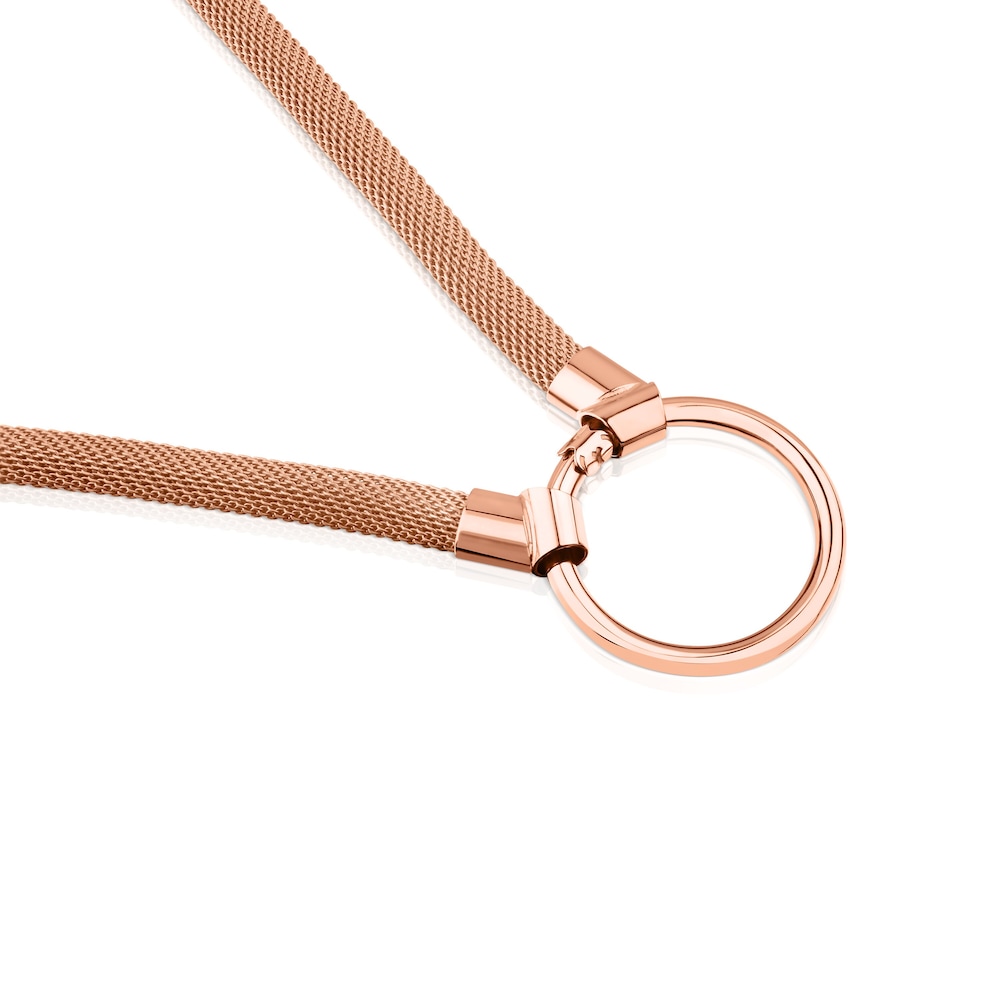 Collar con baño de oro rosa 18 kt sobre plata y acero IP rosa con anilla de 28mm Hold Collar con baño de oro rosa 18 kt sobre plata y acero IP rosa con anilla de 28mm Hold