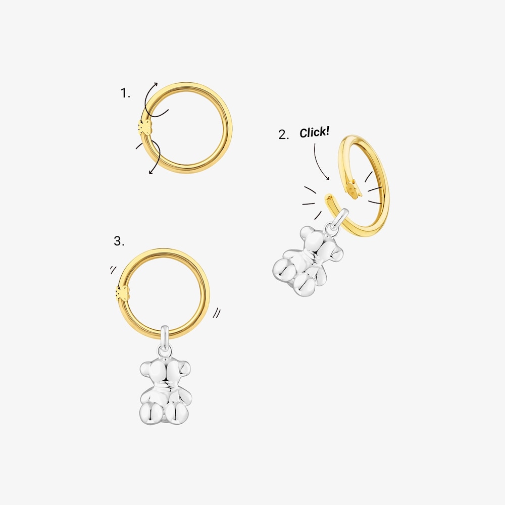 Pendientes con ba&ntilde;o de oro 18 kt sobre plata 1,6 cm Hold
