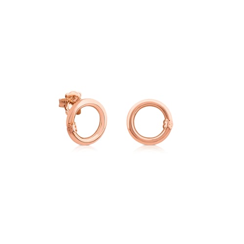 Pendientes pequeños con baño de oro rosa 18 kt sobre plata Hold