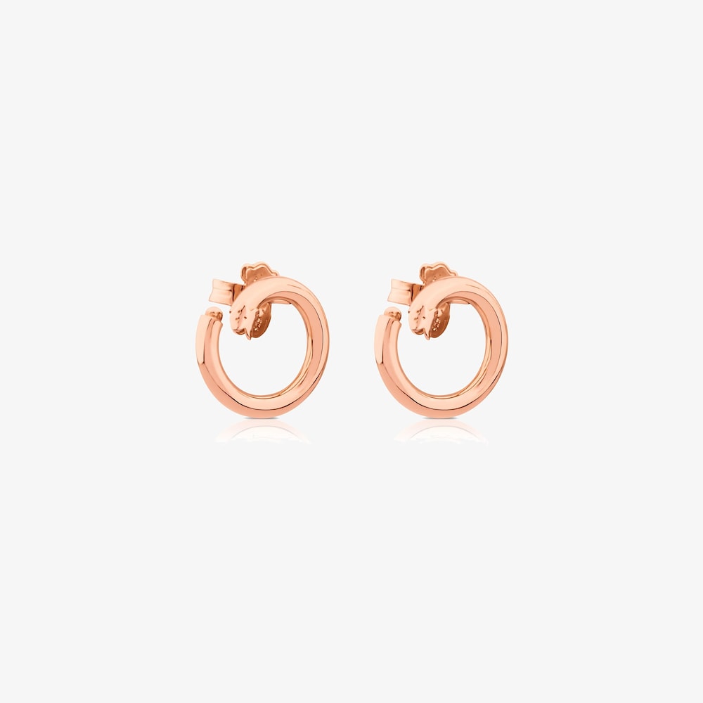 Pendientes peque&ntilde;os con ba&ntilde;o de oro rosa 18 kt sobre plata Hold