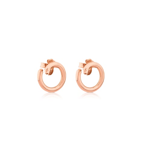 Pendientes pequeños con baño de oro rosa 18 kt sobre plata Hold