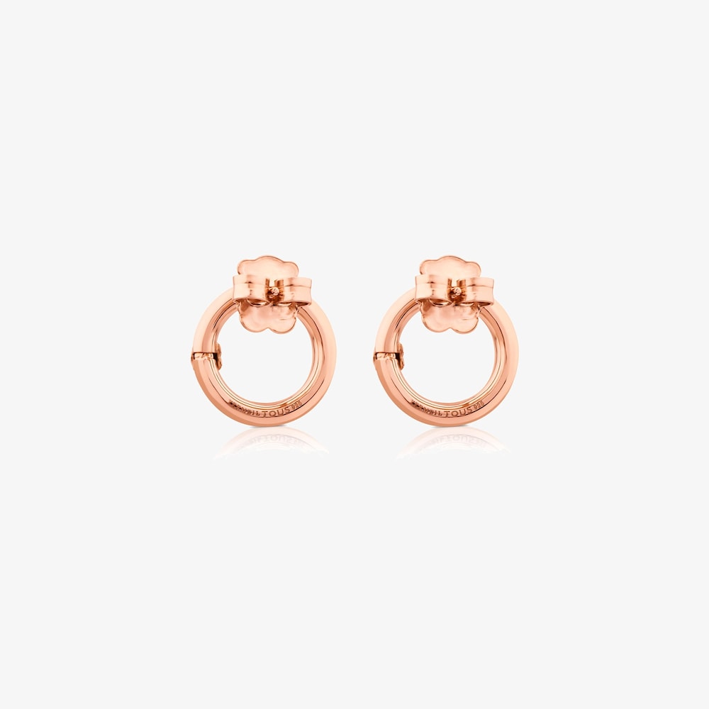Pendientes peque&ntilde;os con ba&ntilde;o de oro rosa 18 kt sobre plata Hold