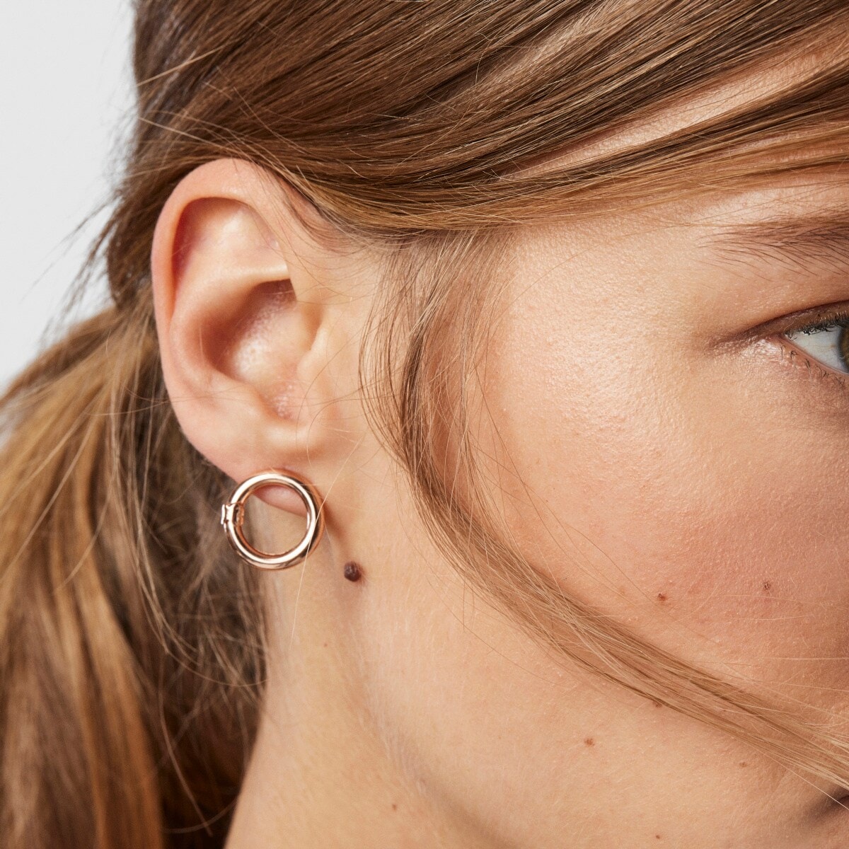 Small Rose Vermeil Silver Hold Earrings