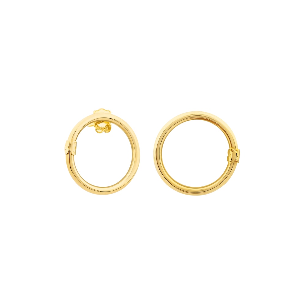 Aretes grandes Hold con ba&ntilde;o de oro 18 kt sobre plata