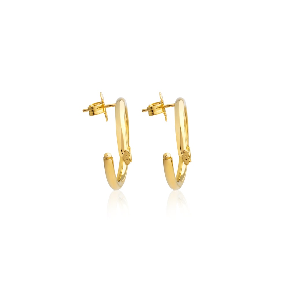 Aretes grandes Hold con ba&ntilde;o de oro 18 kt sobre plata