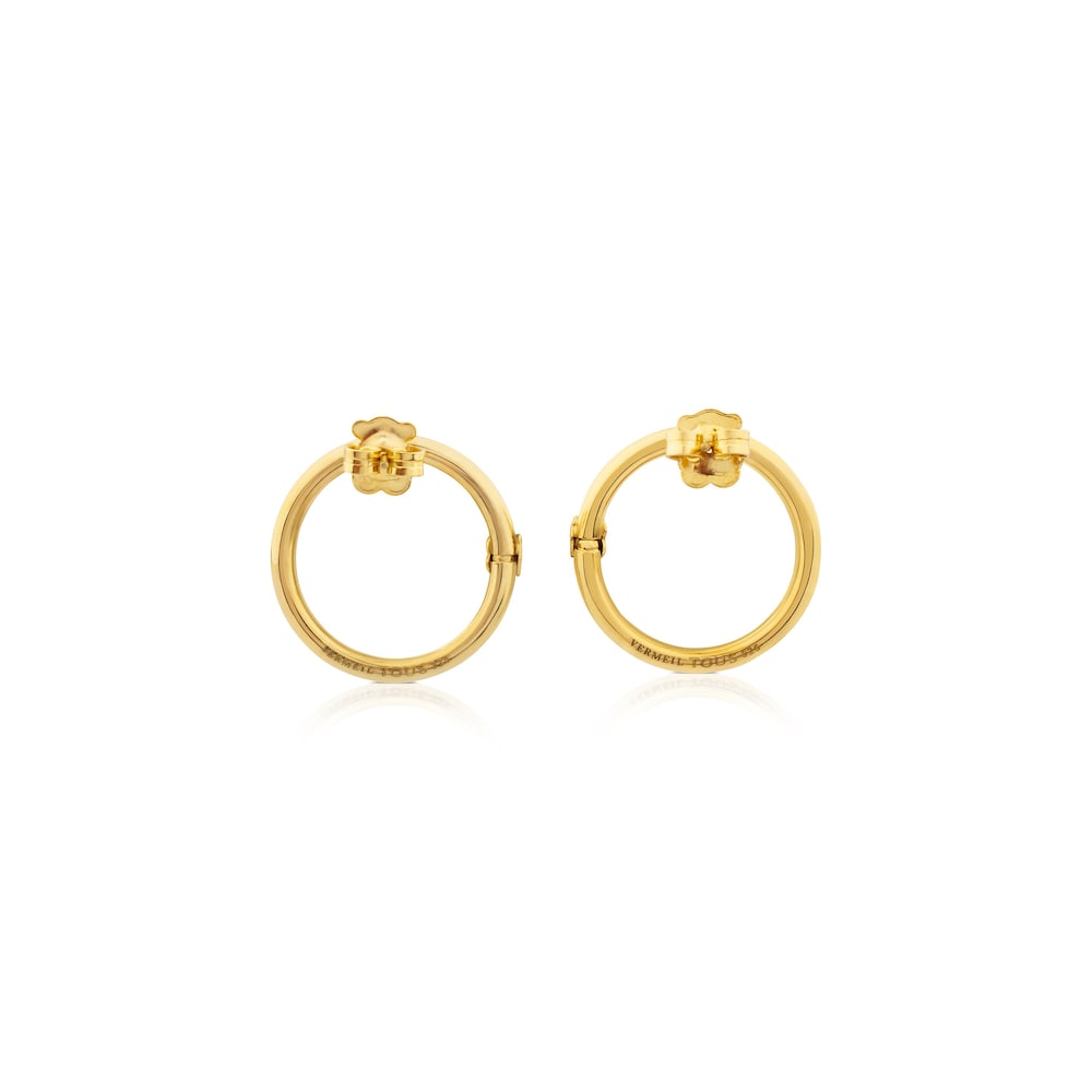 Aretes grandes Hold con ba&ntilde;o de oro 18 kt sobre plata