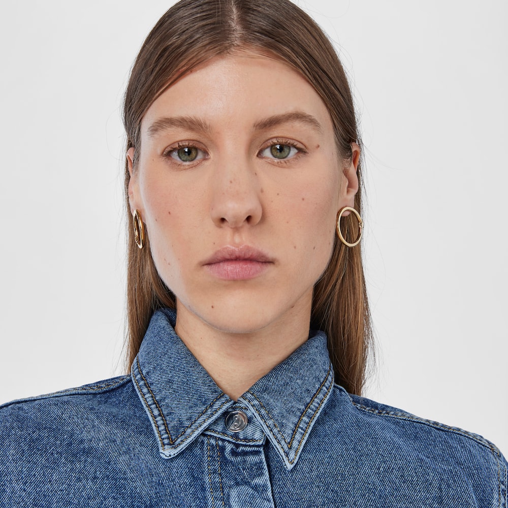 Aretes grandes Hold con ba&ntilde;o de oro 18 kt sobre plata