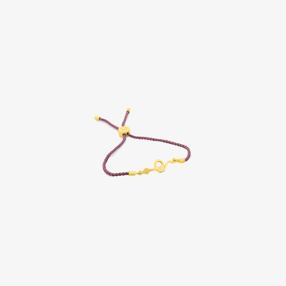 Pulsera fuerza con ba&ntilde;o de oro 18 kt sobre plata y cord&oacute;n en color rosa Idol