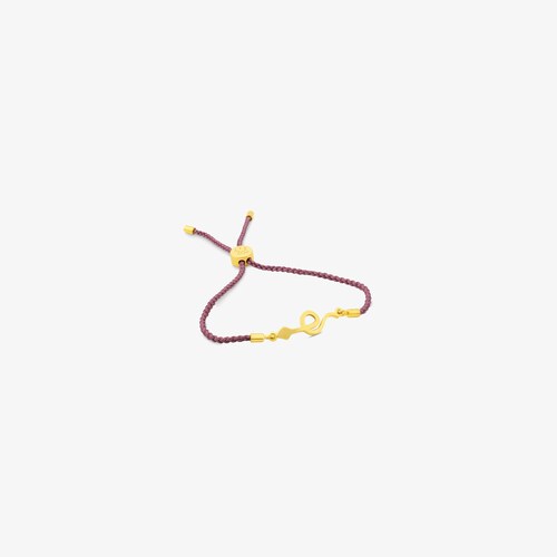 Pulsera fuerza con ba&ntilde;o de oro 18 kt sobre plata y cord&oacute;n en color rosa Idol