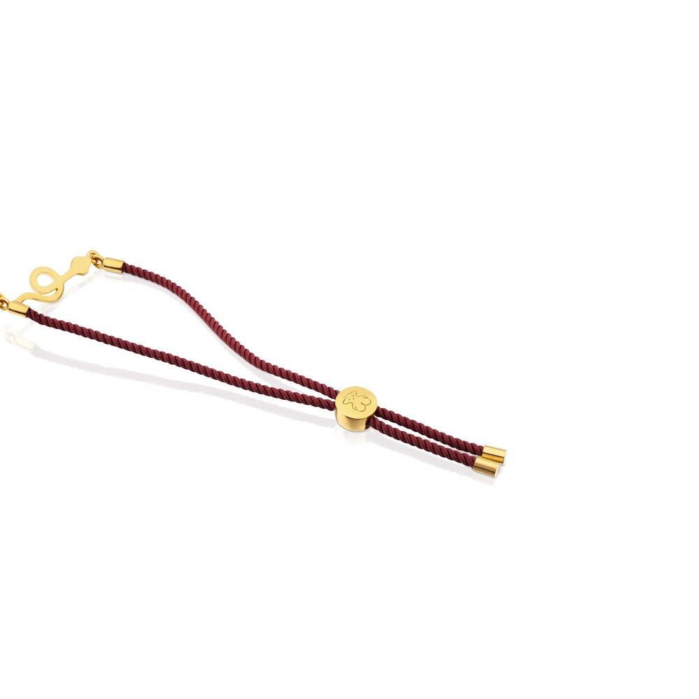 Pulsera fuerza con ba&ntilde;o de oro 18 kt sobre plata y cord&oacute;n en color rosa Idol