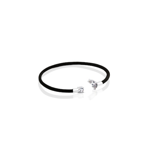 Steel and White Gold Eklat Bracelet with Topaz