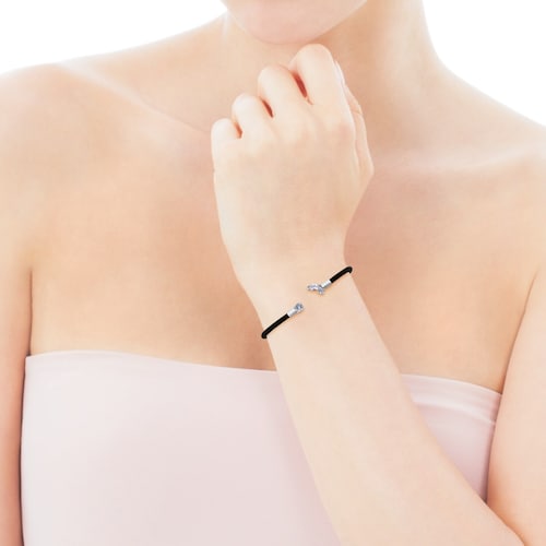 Steel and White Gold Eklat Bracelet with Topaz