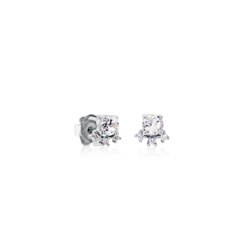 White Gold with Diamonds and Topaz Eklat Earrings White Gold with Diamonds and Topaz Eklat Earrings
