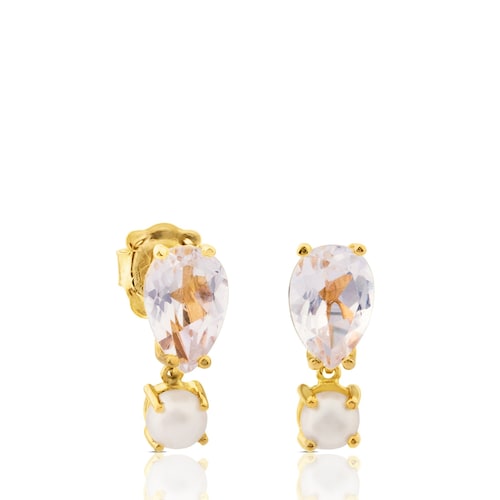 Gold with Topaz and Pearl Eklat Earrings image number 0