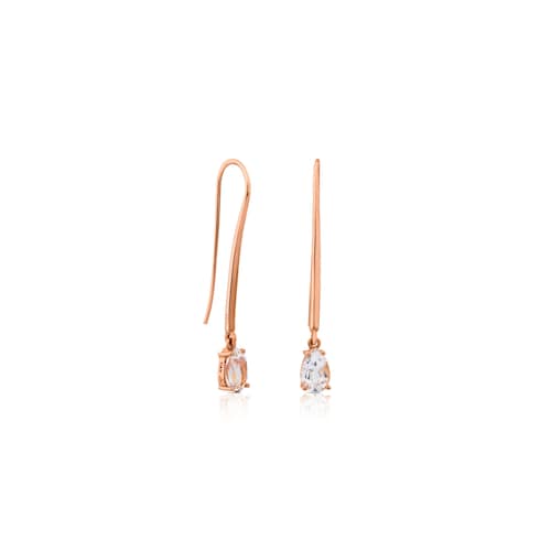 Aretes con ba&ntilde;o de oro rosa 18 kt sobre plata con topacio Eklat