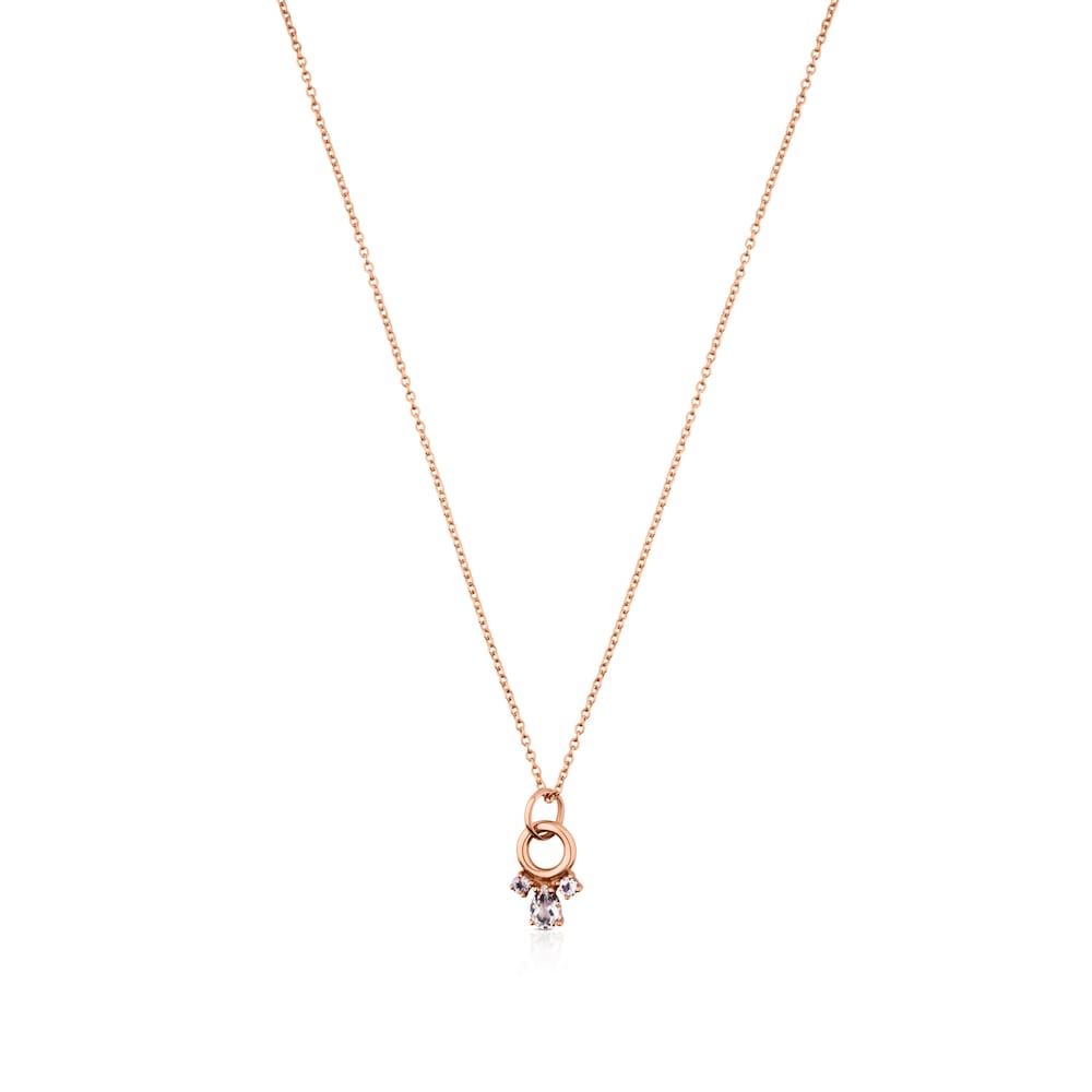 Collar con ba&ntilde;o de oro rosa 18 kt sobre plata con topacio Eklat