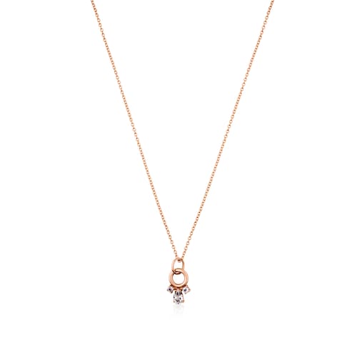 Collar con ba&ntilde;o de oro rosa 18 kt sobre plata con topacio Eklat