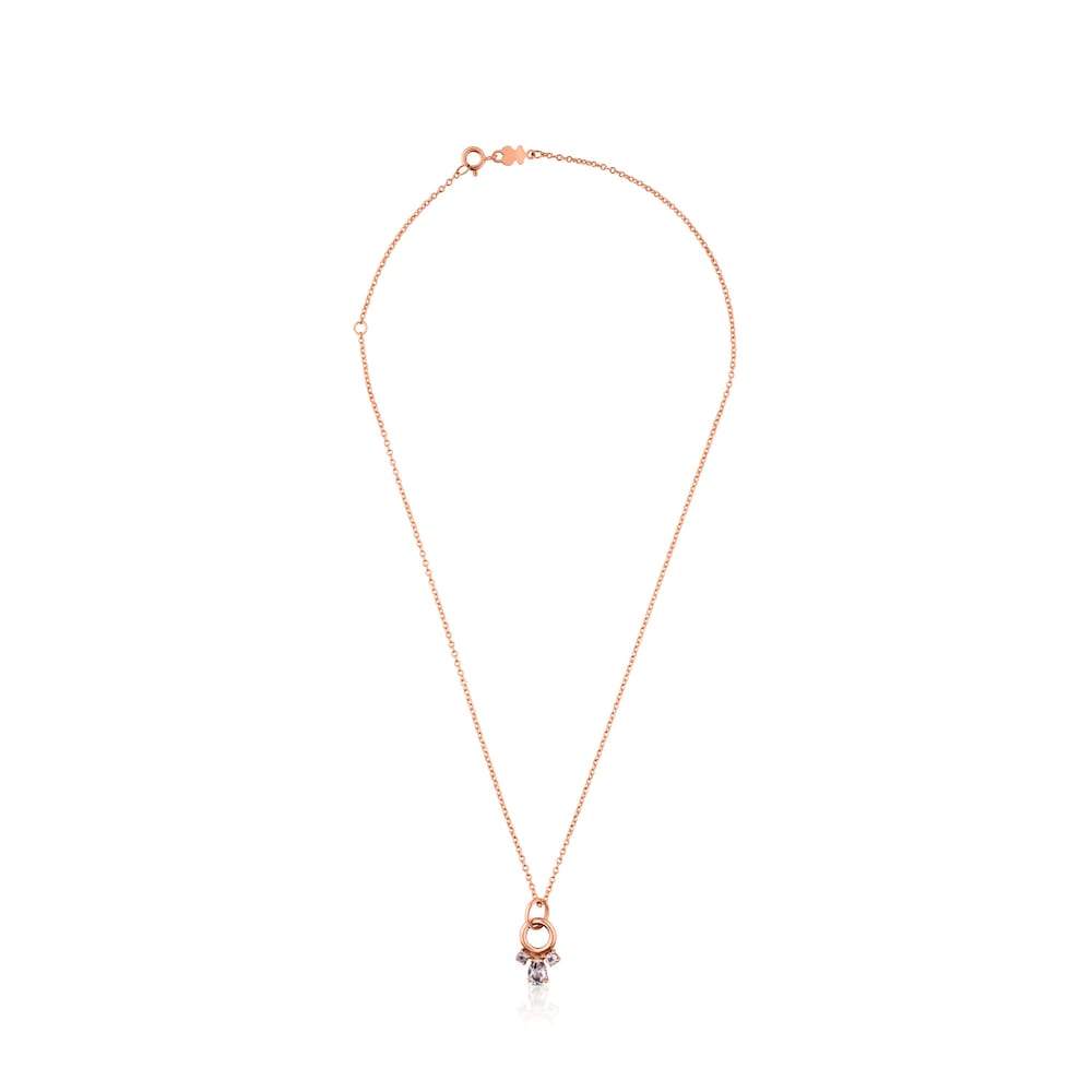 Collar con ba&ntilde;o de oro rosa 18 kt sobre plata con topacio Eklat