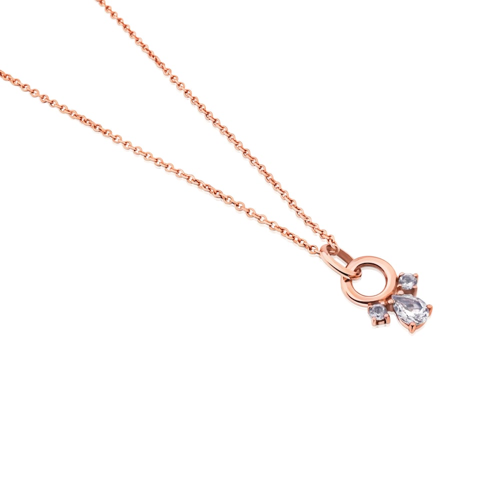 Collar con ba&ntilde;o de oro rosa 18 kt sobre plata con topacio Eklat