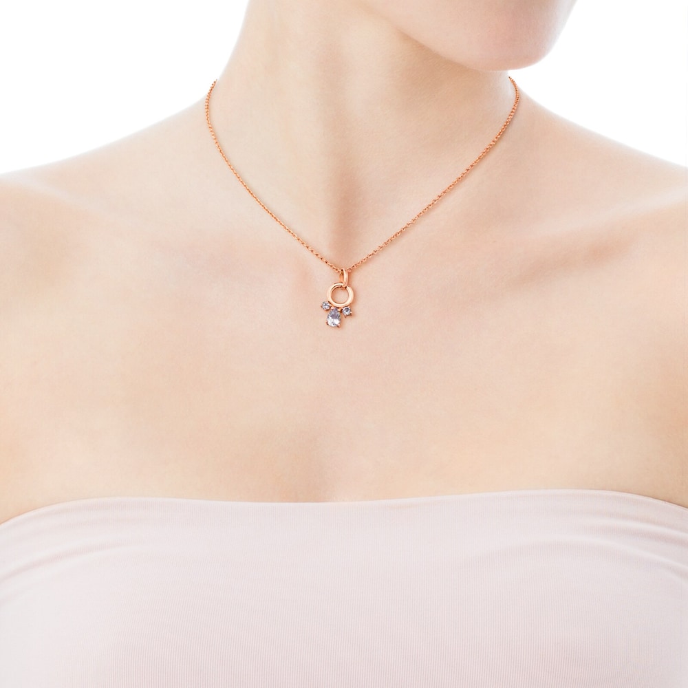 Collar con ba&ntilde;o de oro rosa 18 kt sobre plata con topacio Eklat