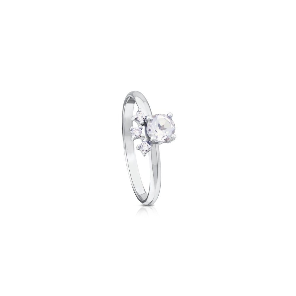 Anillo de oro blanco con diamantes y topacio Eklat image number 0