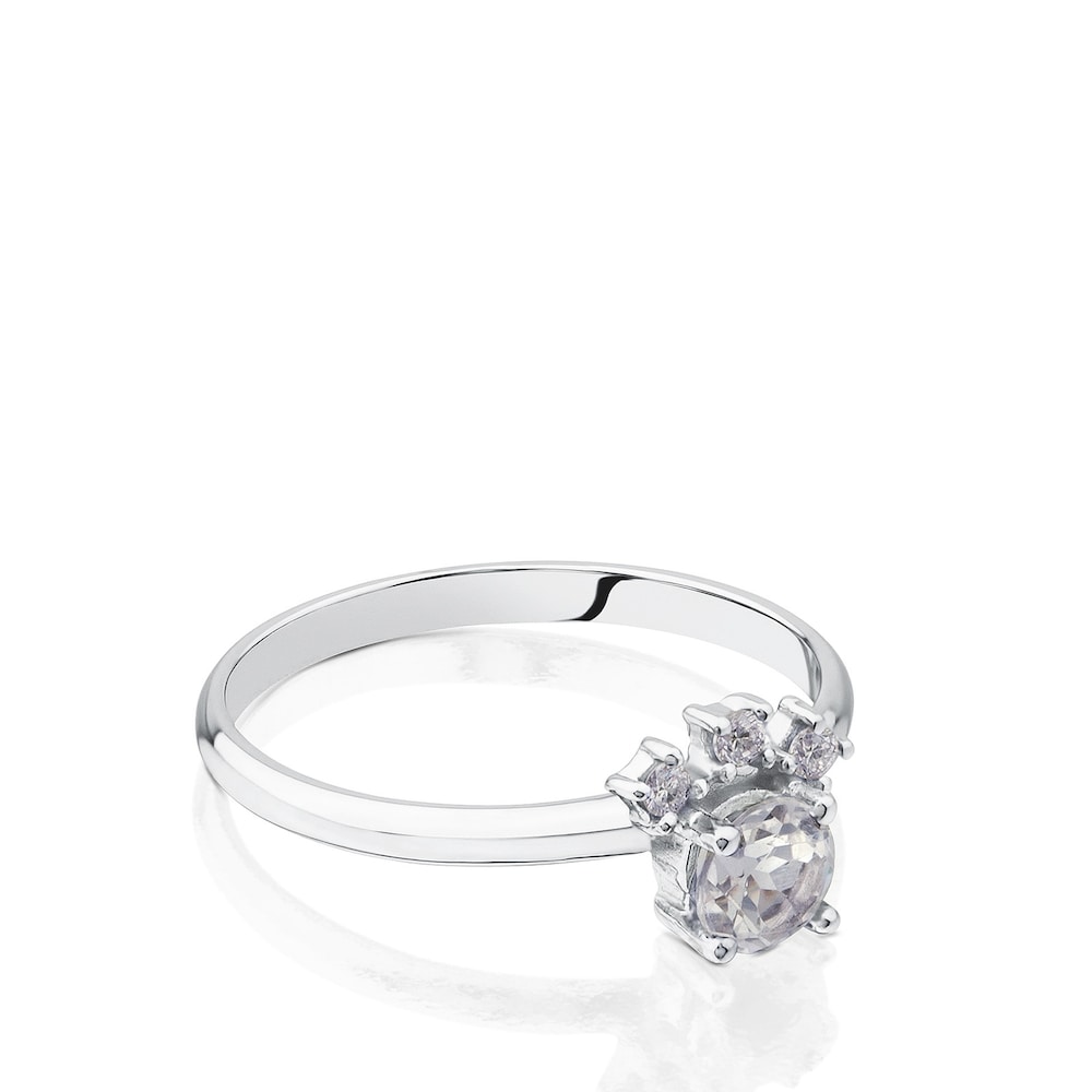 Anillo de oro blanco con diamantes y topacio Eklat image number 1