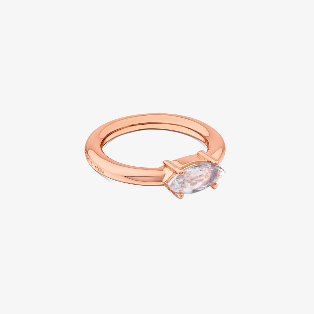 Anillo con ba&ntilde;o de oro rosa 18 kt sobre plata con topacio Eklat