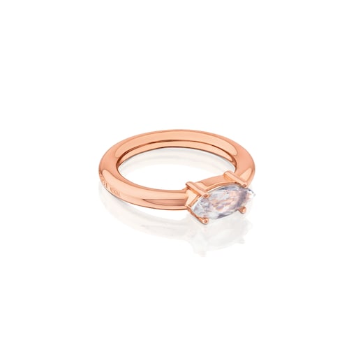 Rose Vermeil Silver and Steel Eklat Ring with Topaz