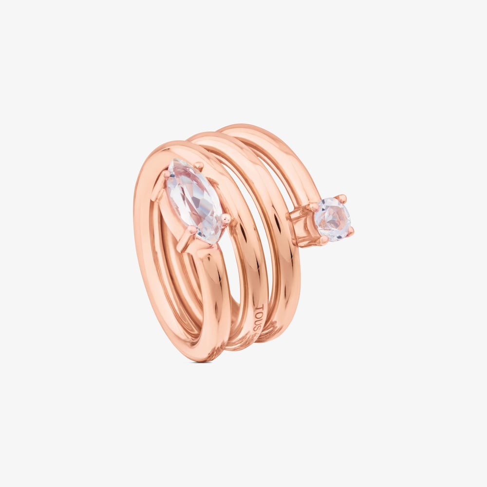 Anillo con ba&ntilde;o de oro rosa 18 kt sobre plata y topacio Eklat