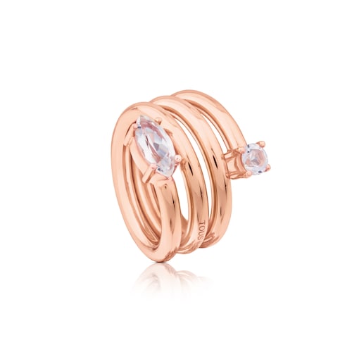 Anillo con ba&ntilde;o de oro rosa 18 kt sobre plata y topacio Eklat