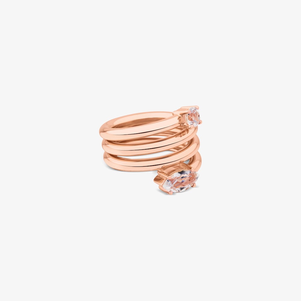 Anillo con ba&ntilde;o de oro rosa 18 kt sobre plata y topacio Eklat