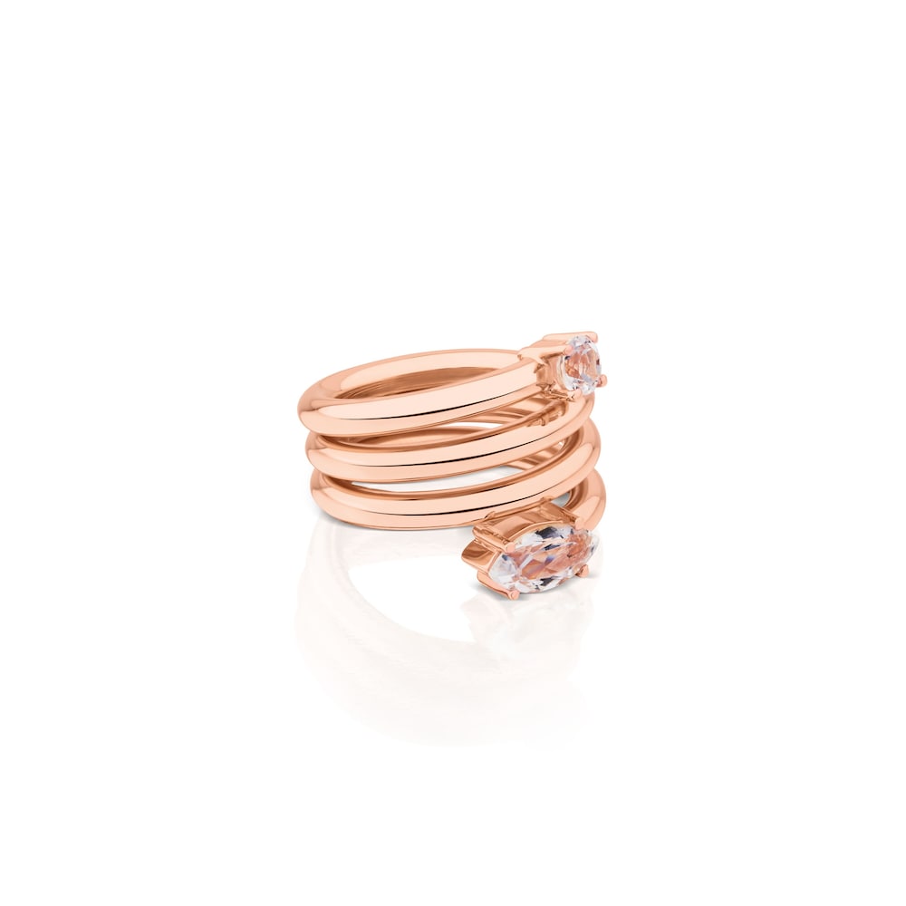 Anillo con baño de oro rosa 18 kt sobre plata y topacio Eklat image number 1