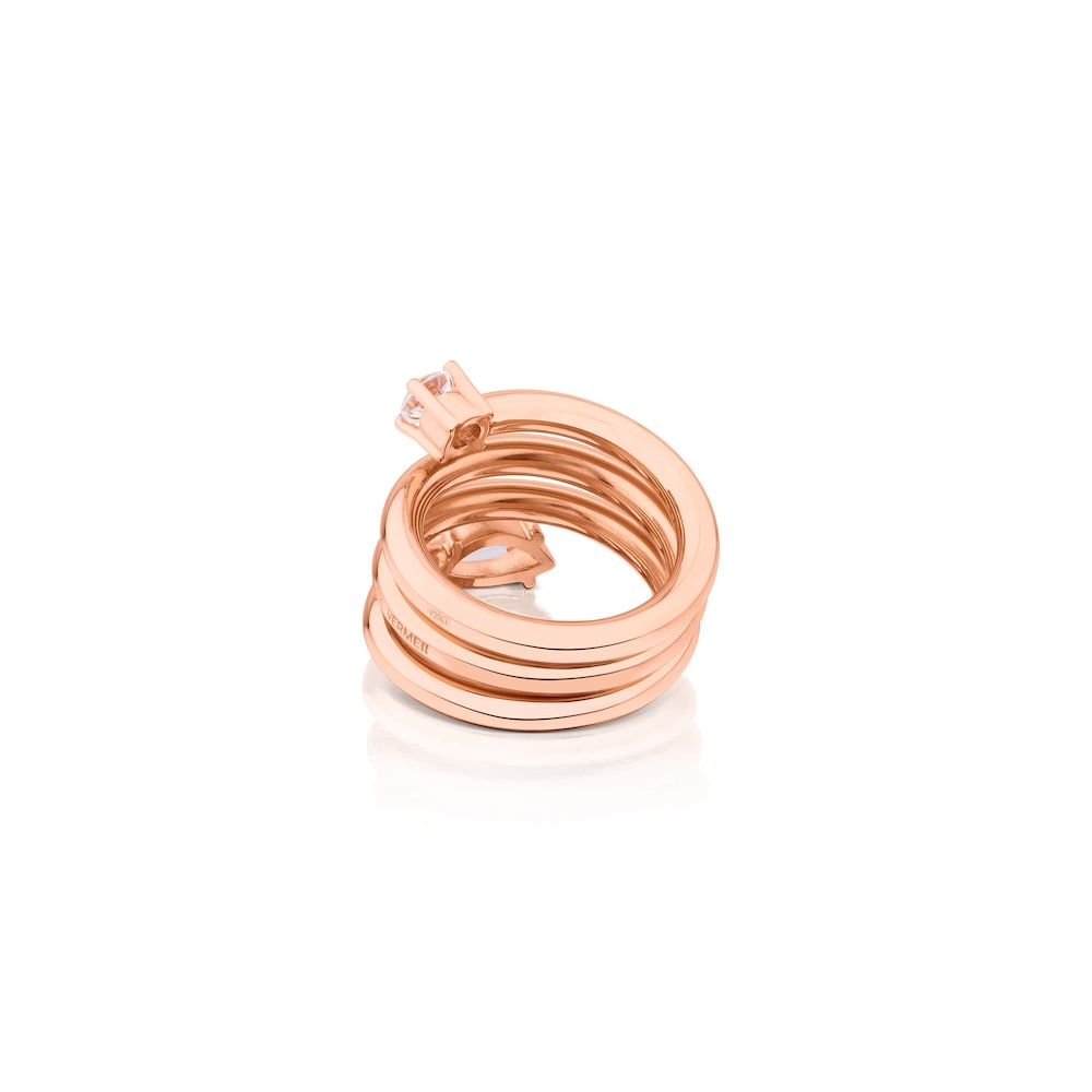 Anillo con ba&ntilde;o de oro rosa 18 kt sobre plata y topacio Eklat