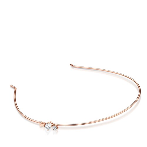 Diadema Eklat con ba&ntilde;o de oro rosa 18 kt sobre plata con Topacio