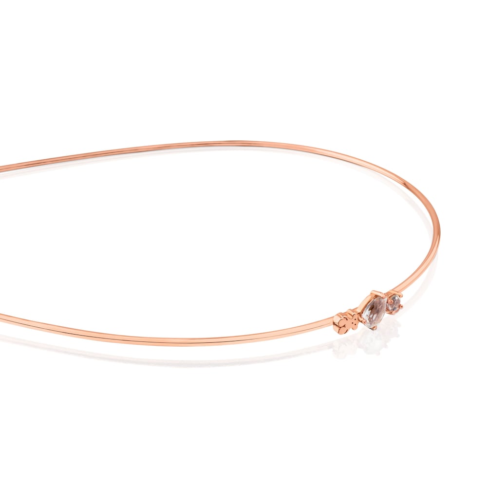 Diadema Eklat con ba&ntilde;o de oro rosa 18 kt sobre plata con Topacio