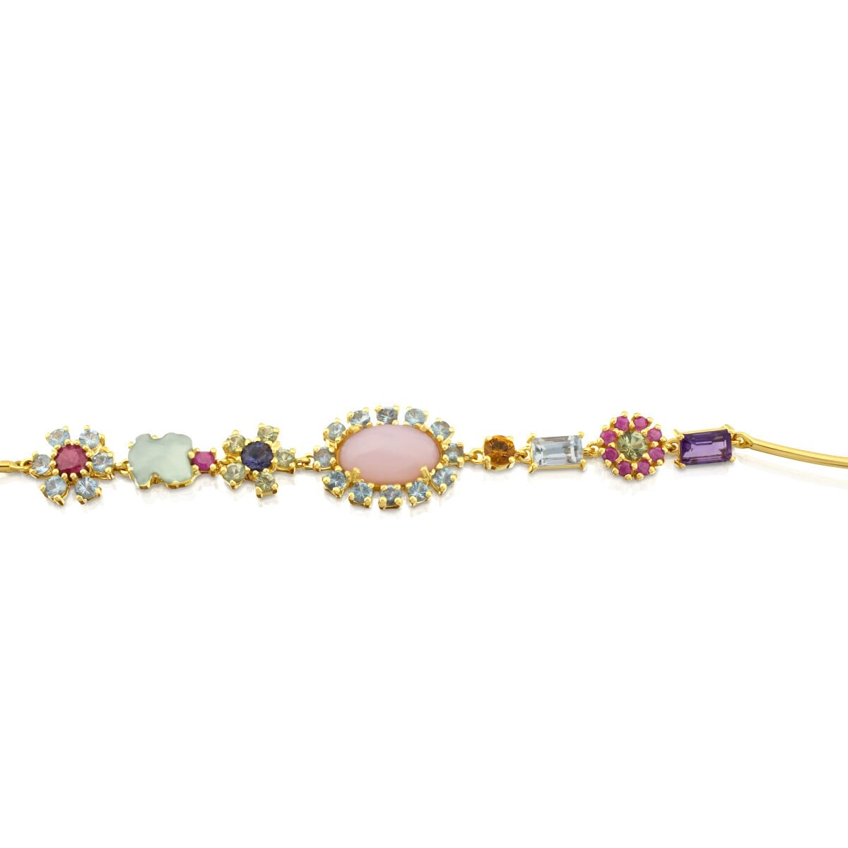 Gold Mini Teatime Bracelet with Gemstones