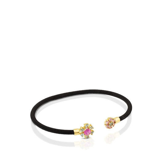 Pulsera de oro y acero con zafiro rosa, rub&iacute; y topacio Mini Teatime