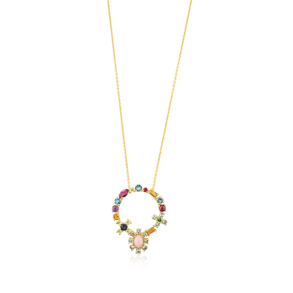 Gold Mini Teatime Necklace with Gemstones