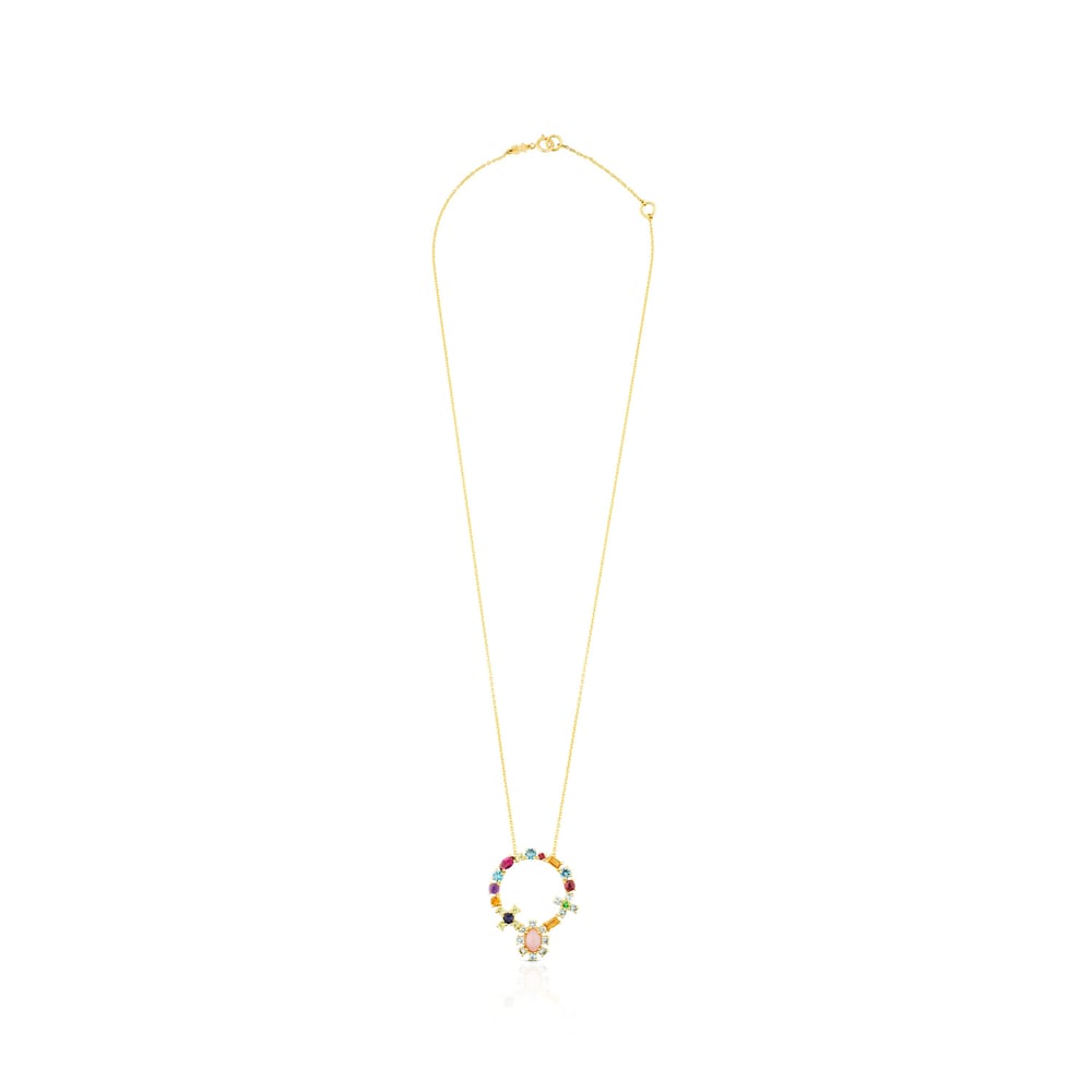 Gold Mini Teatime Necklace with Gemstones