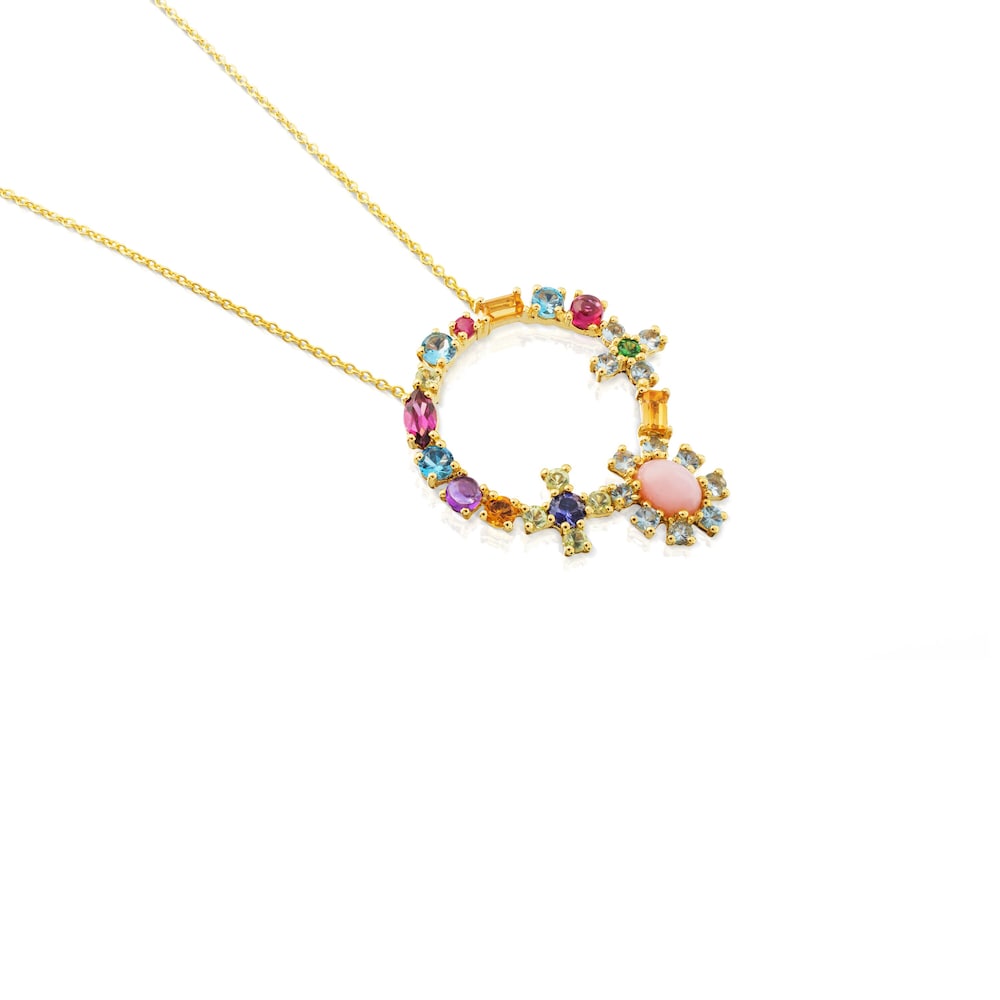 Gold Mini Teatime Necklace with Gemstones