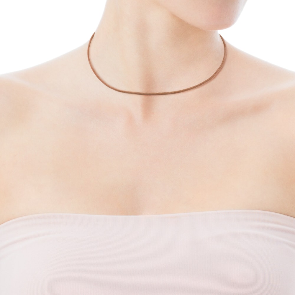 Gargantilla Icon Mesh de acero IP rosa y plata vermeil rosa