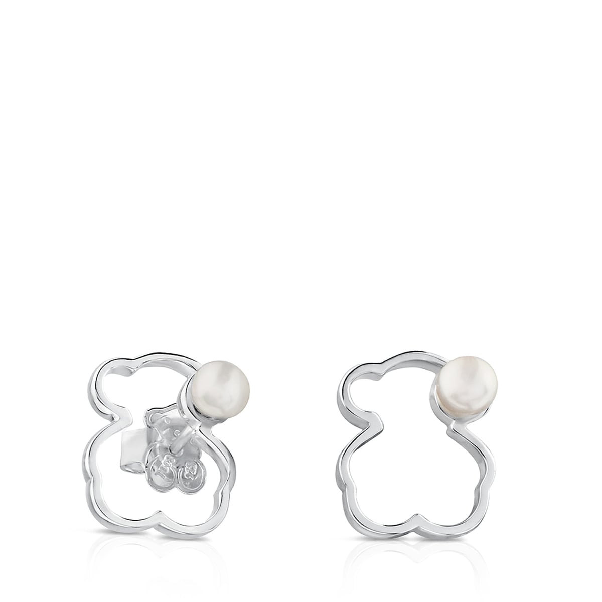 Silver TOUS Silueta Earrings with Pearl 1,4cm