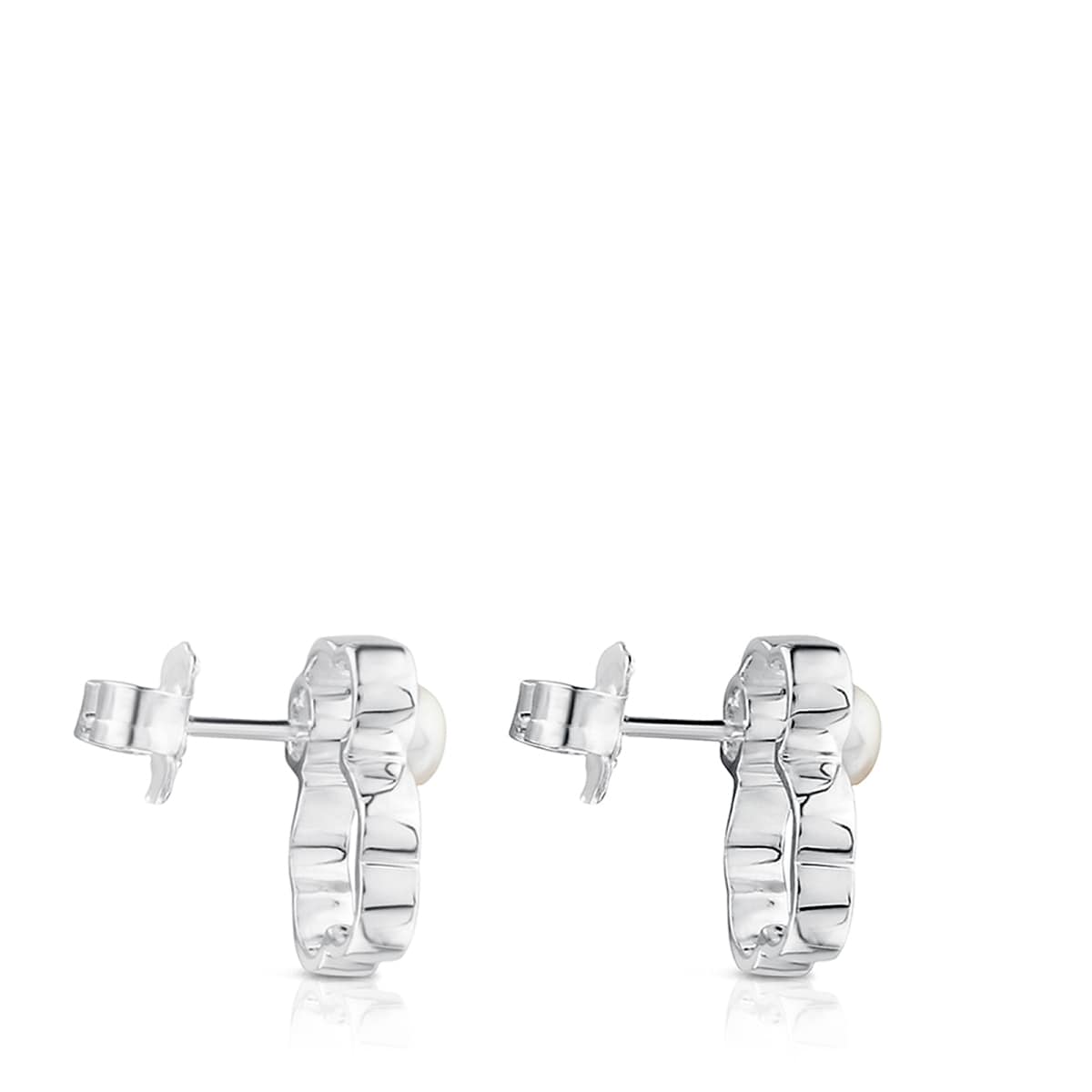 Silver TOUS Silueta Earrings with Pearl 1,4cm